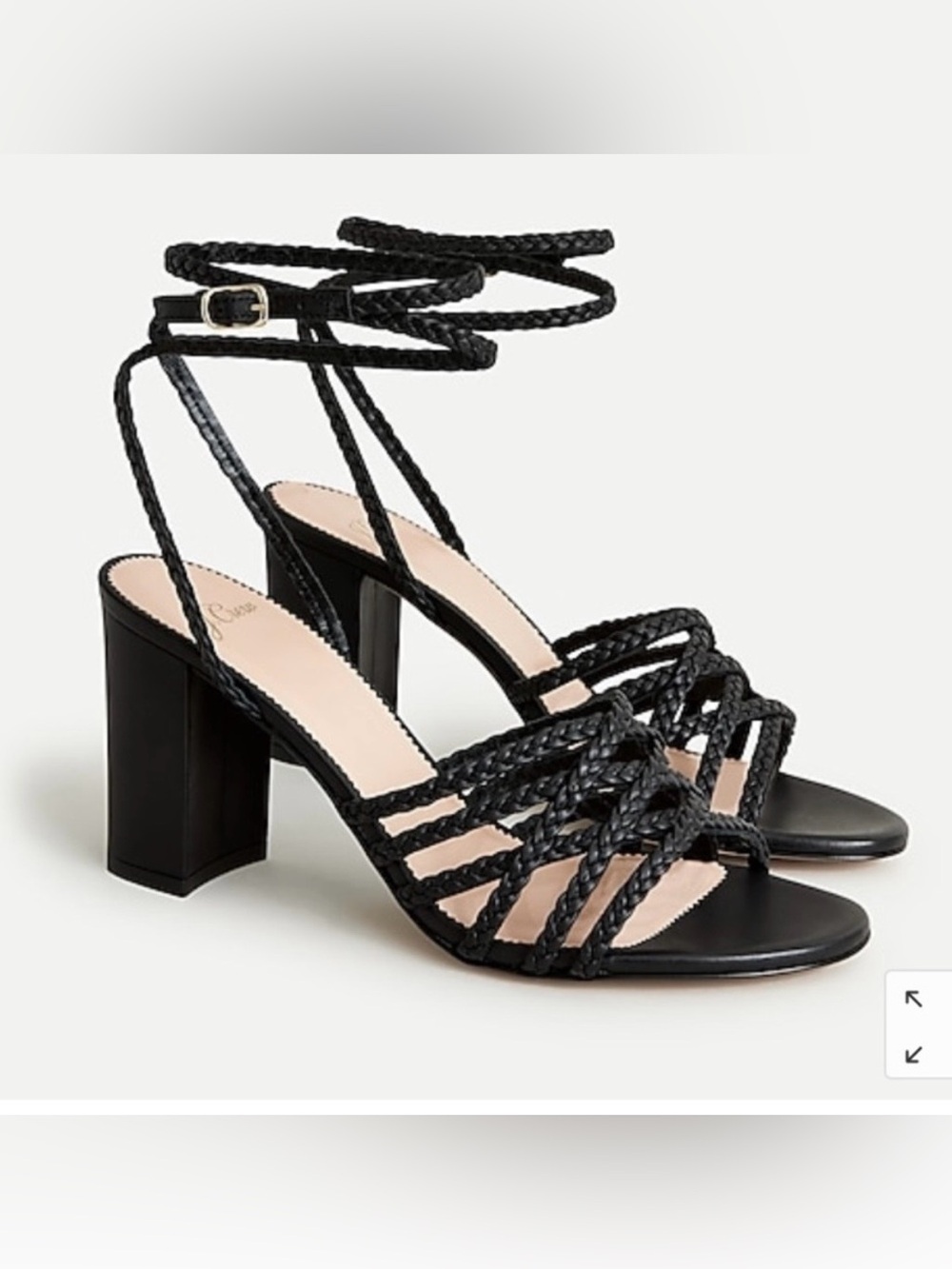 J.crew Black Braided Wrap Tie Block Heel